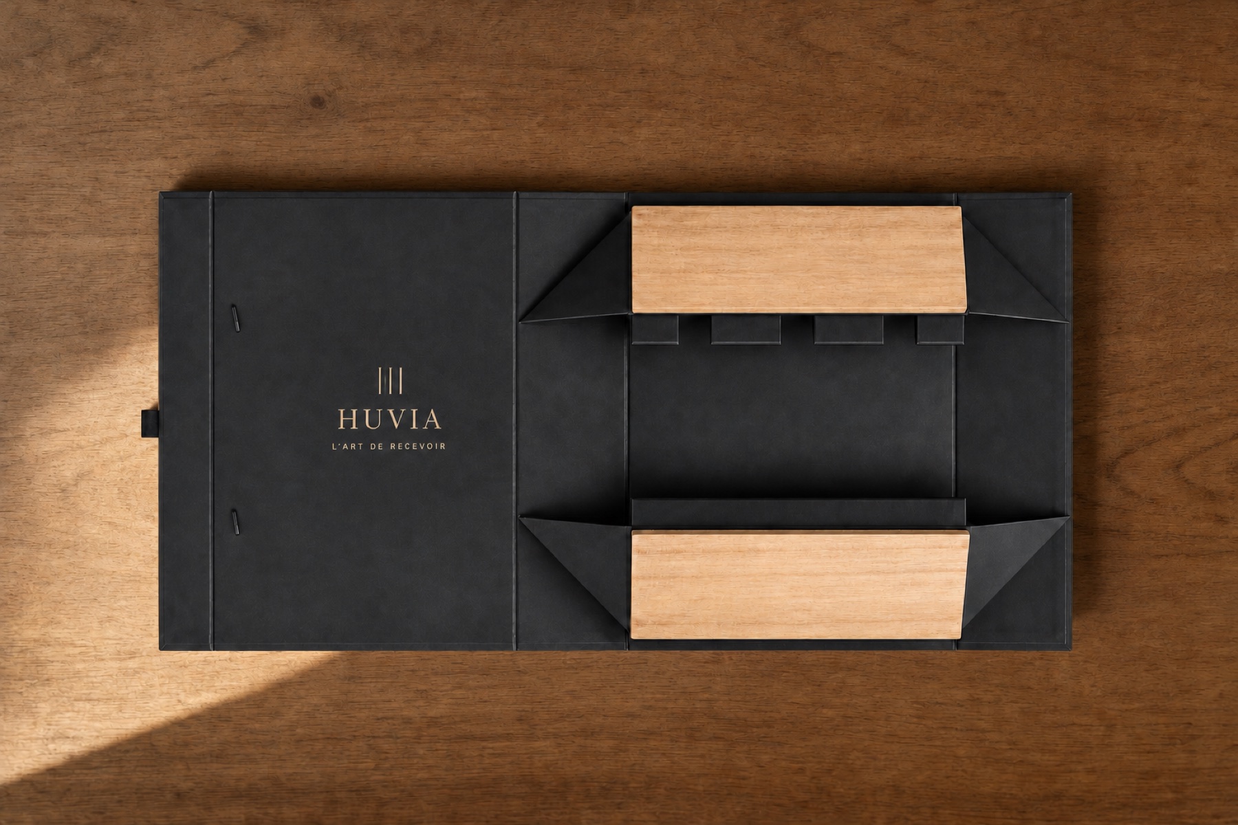 Expanded foldable wine gift box structure viewed from above